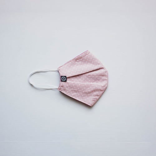 Masque trois épaisseurs rose à picots blancs (femme)