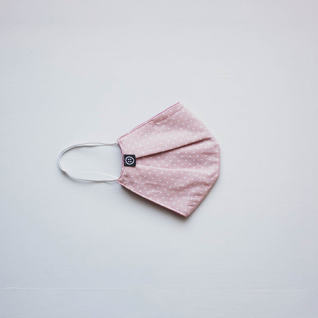 Masque trois épaisseurs rose à picots blancs (femme)